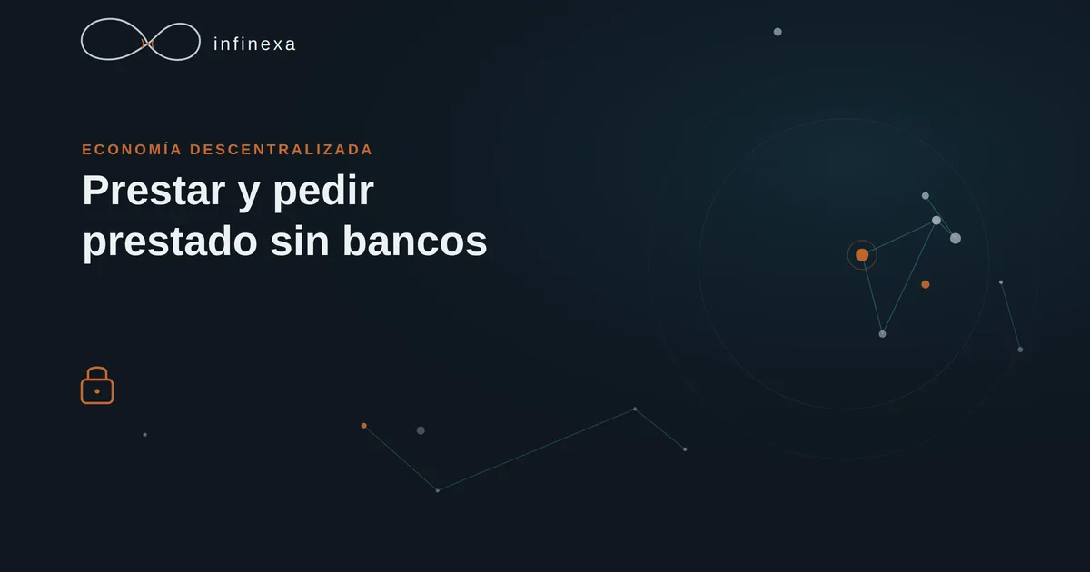 Ilustración de dos billeteras digitales conectadas directamente entre sí sin ningún edificio bancario de por medio, representando un intercambio financiero sin intermediarios