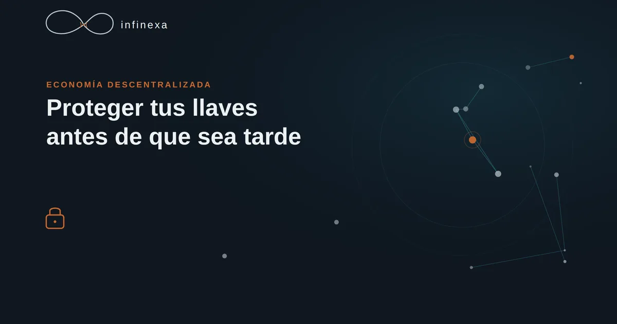 Ilustración de una llave digital brillante protegida dentro de un candado, con líneas de conexión representando distintas rutas de acceso, algunas seguras y otras marcadas como riesgo
